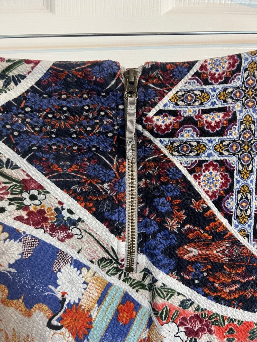 Maeve Patchwork Crane Floral Midi Pencil Skirt Boho Anthropologie Med - Picture 4 of 9